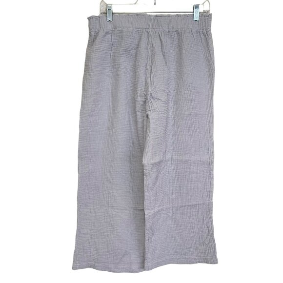 Hello Nite Gray Gauze Elastic Waist Wide Leg Crop Pants NWT Medium - Picture 3 of 5